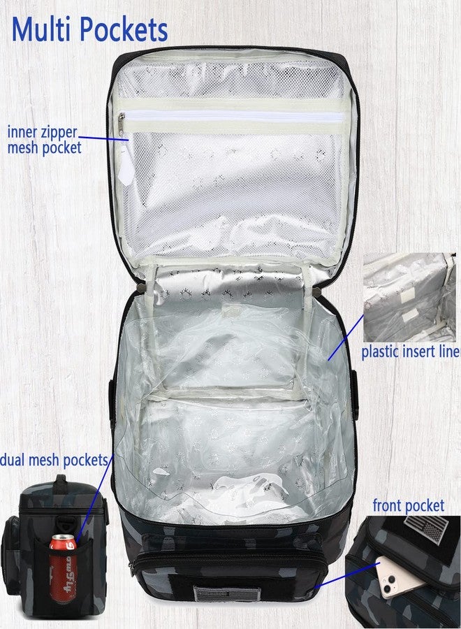 FlowFly حقيبة غداء FlowFly، حافظة طعام معزولة، حقيبة غداء حرارية مزودة بنظام MOLLE/PALS، حزام كتف مبطن قابل للتعديل، للرجال والنساء والبالغين والأطفال (أسود مموه، كبير) - Image 5